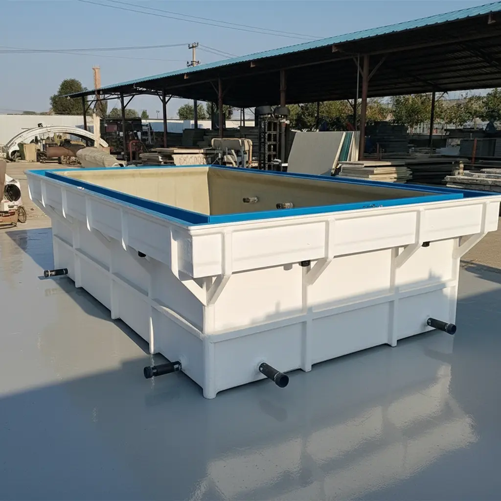 large custom GRP tank fabricated with reinforced structure for industrial applications