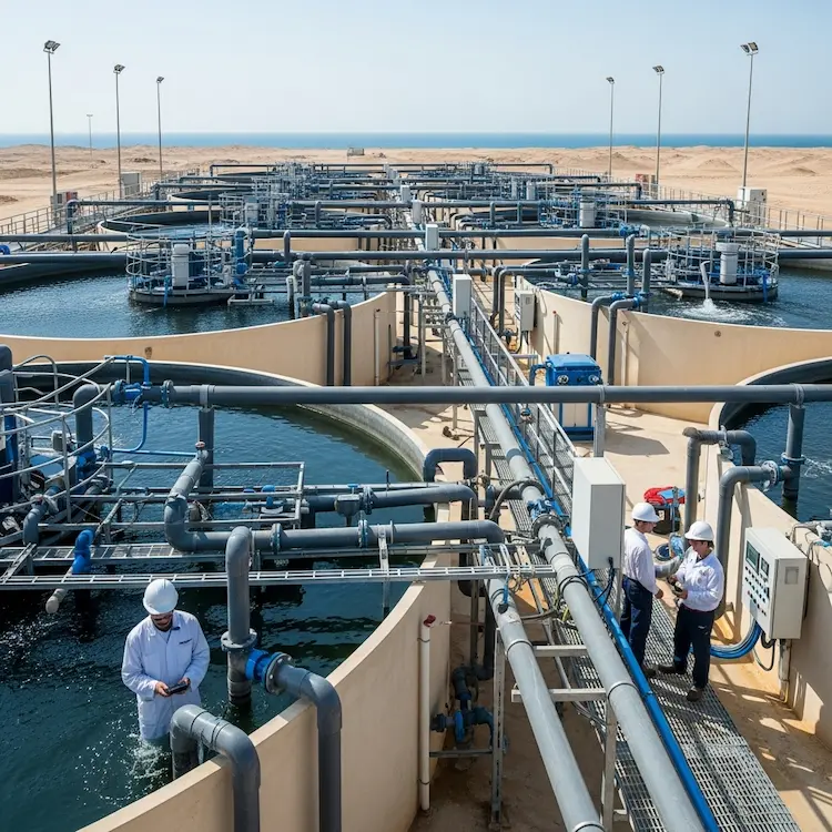 Aquaculture and fish farming operations in the UAE using durable composite tanks, pipelines, and water management systems.