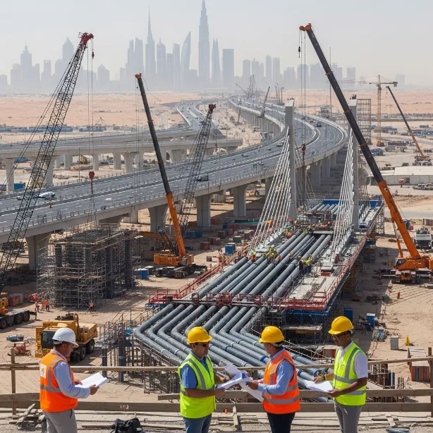 UAE infrastructure construction project using composite pipelines for bridge and civil works