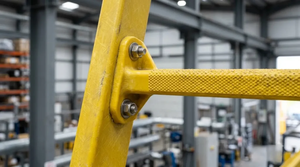 GRP ladder manufacturing detail showing rung and stringer construction relevant to pricing factors