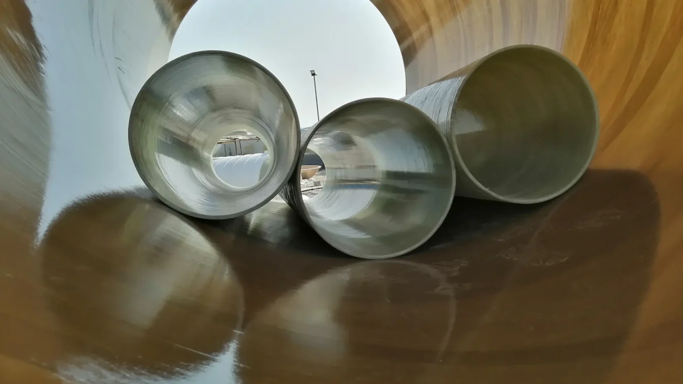 GRP Pipe Internal Surface Finish smooth internal surface of GRP pipes showing corrosion resistant lining for fluid flow